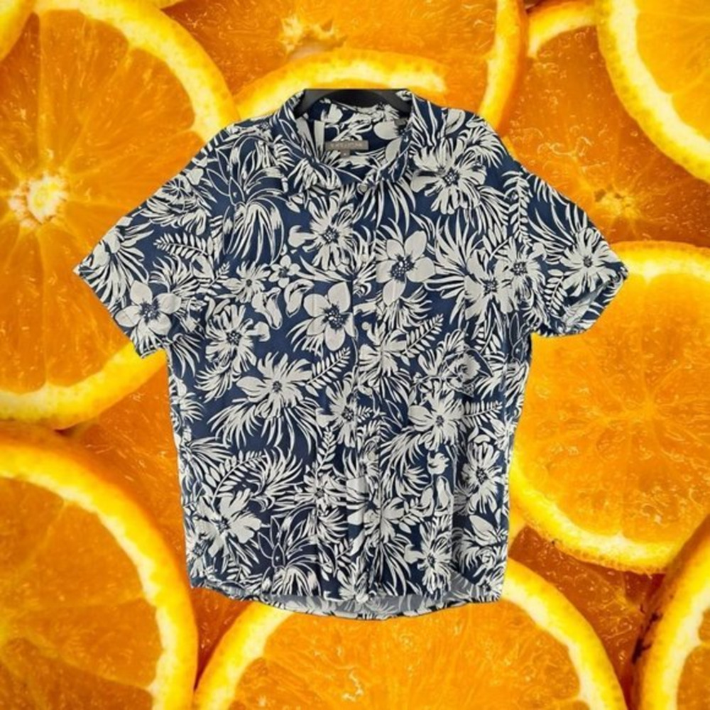 Slate and Stone Flower Hawaiian‎ Shirt Size XL
